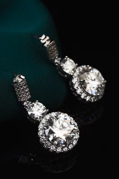 Luminous Drops 12 Carat Moissanite Platinum-Plated Earrings