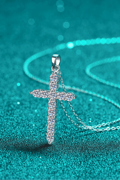 Divine Radiance 3.6 Carat Moissanite Sterling Silver Cross Necklace