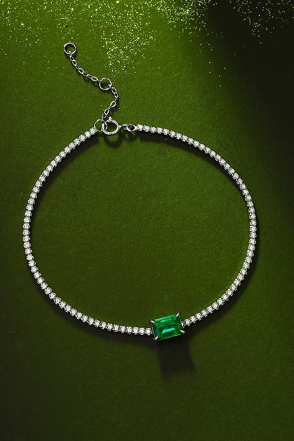 Adored 1 Carat Lab-Grown Emerald Sterling Silver Bracelet