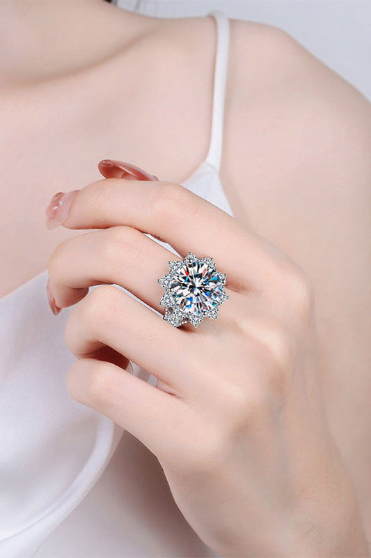 Blossom Sparkle 10 Carat Moissanite Flower Ring