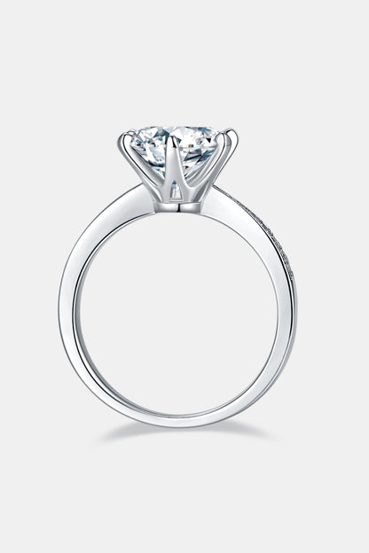 Brilliant Side 3 Carat Moissanite Side Stone Ring