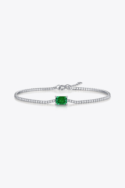 Adored 1 Carat Lab-Grown Emerald Sterling Silver Bracelet