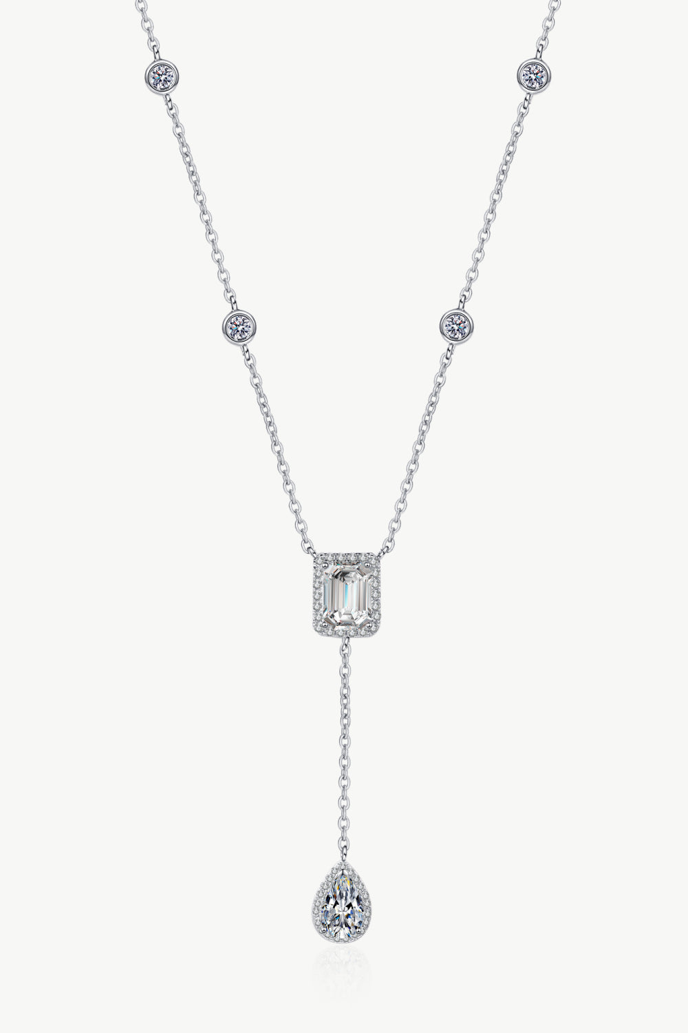 Elegance Cascade 3 Carat Moissanite Double Drop Pendant Necklace