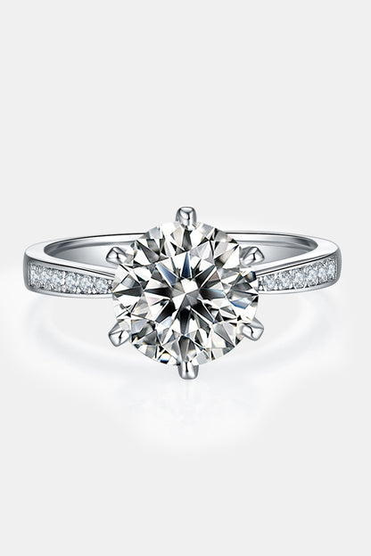 Brilliant Side 3 Carat Moissanite Side Stone Ring