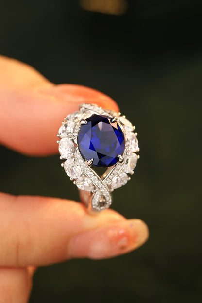 Midnight Radiance 5 Carat Lab-Grown Sapphire Platinum-Plated Ring