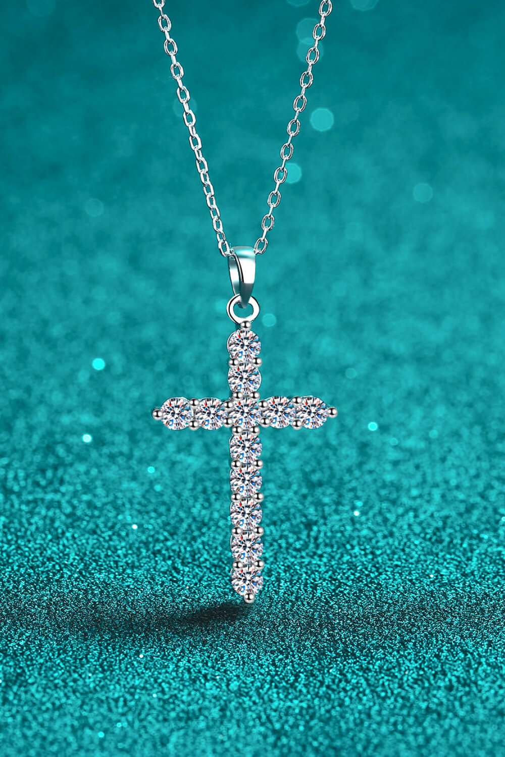 Divine Radiance 3.6 Carat Moissanite Sterling Silver Cross Necklace