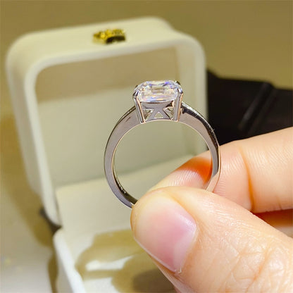 Gleaming Square 3 Carat Moissanite Silver Ring