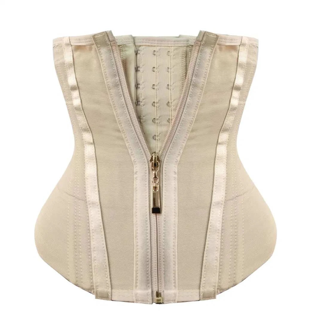 a beige Enviable Beauty fajas colombianas strapless waist trainer with zippers