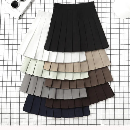 High Waist Harajuku Korean Style Black Mini Pleated Skirt