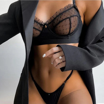 Sexy Lingerie Lace Bra Set Transparent Underwear Hot Erotic Lingerie Set