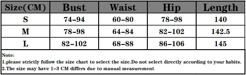 the size chart for a women's dress