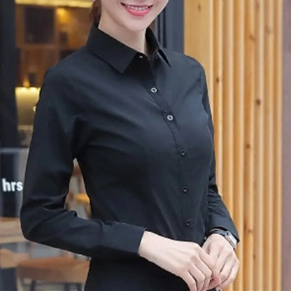 Long Sleeve Blouse Female Tops OL Basic Shirt Blouses