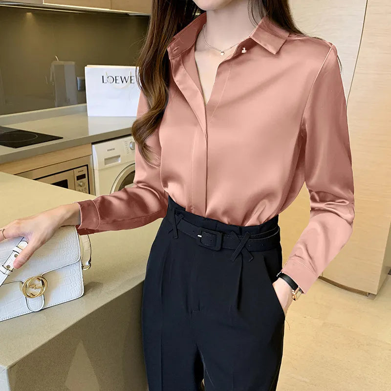Long Sleeve Fashion Woman Blouse Solid Top Female Shirts and Blouse