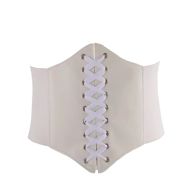 a white corset with white laces on it