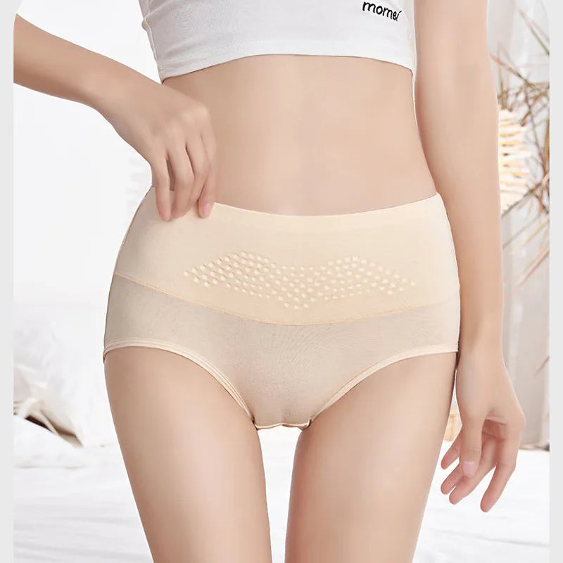 4Pcs Women'S Cotton Panties High Waist Body Shaper Underwear Lingerie