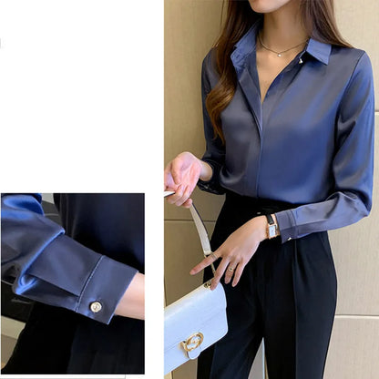 Long Sleeve Fashion Woman Blouse Solid Top Female Shirts and Blouse