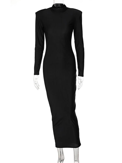 Long Sleeve Turtleneck Maxi Dress Fashion Streetwear Elegant Skinny