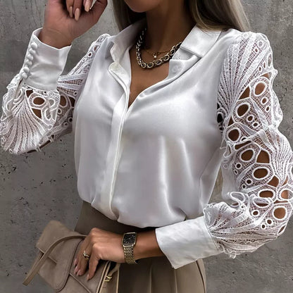 Women Blouse Autumn Spring Black Top Vintage Button Up Shirts