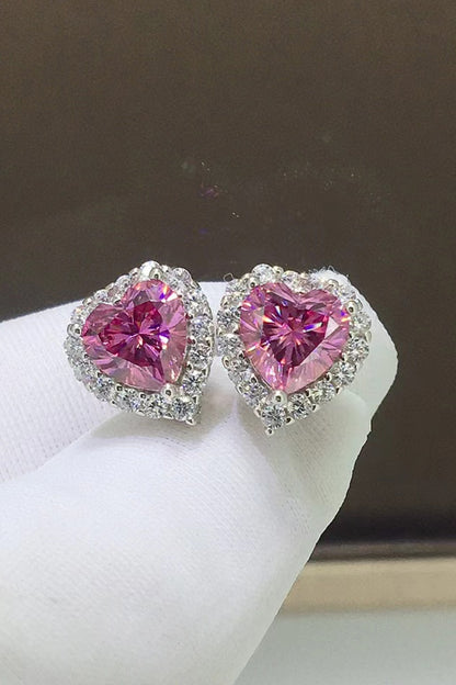 Sweet Spark 2 Carat Moissanite Heart-Shaped Earrings