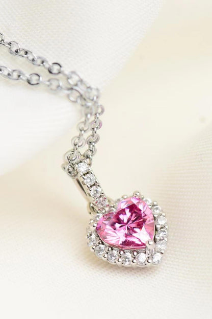 Blushing Heart 1 Carat Moissanite Sterling Silver Necklace