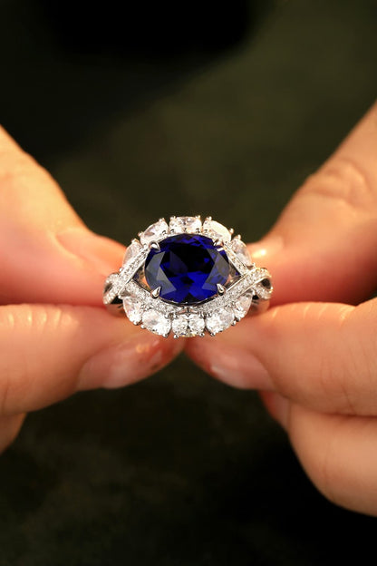 Midnight Radiance 5 Carat Lab-Grown Sapphire Platinum-Plated Ring