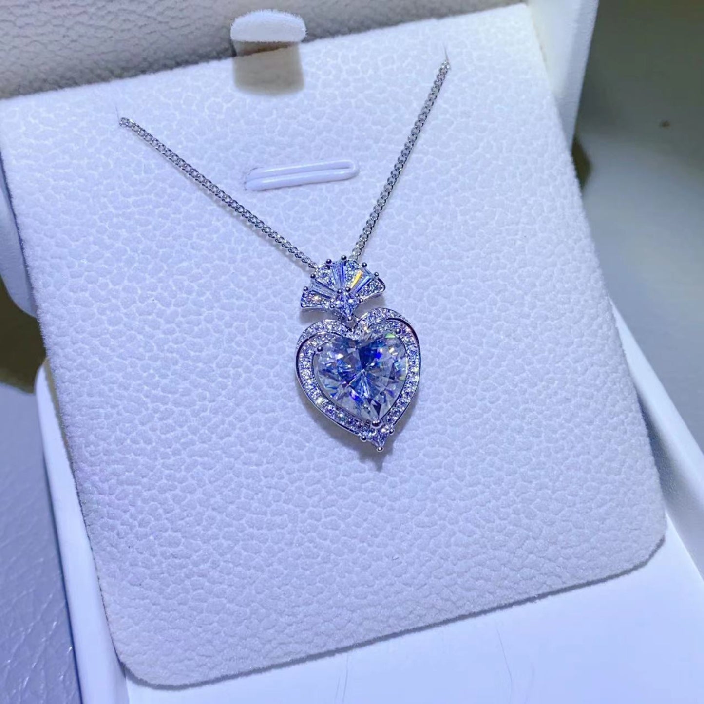 Heart’s Desire 3 Carat Moissanite Silver Pendant Necklace