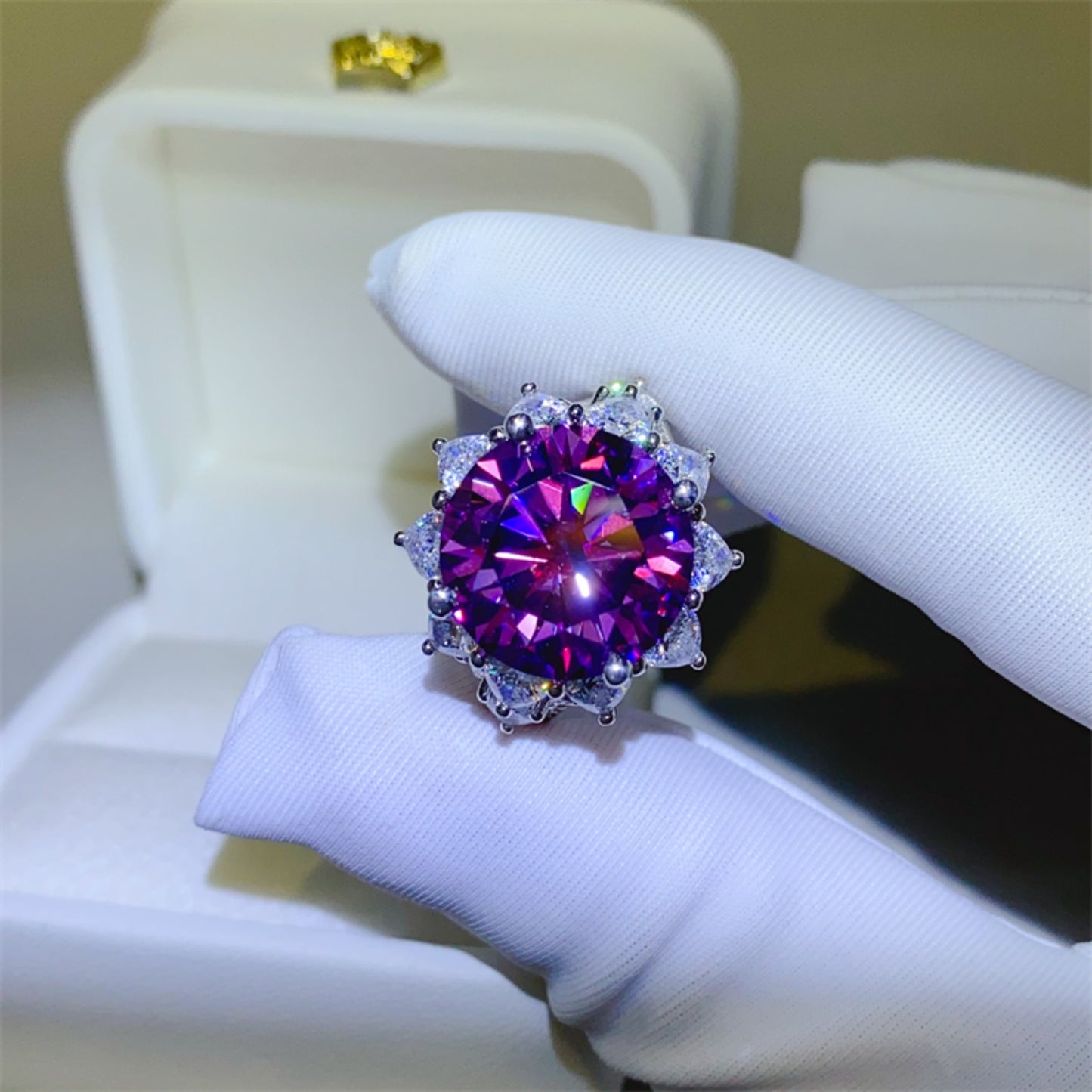 Blossom Brilliance 10 Carat Moissanite Flower Ring