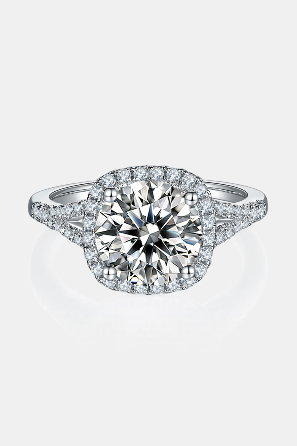 Halo Glow 3 Carat Moissanite Platinum-Plated Ring