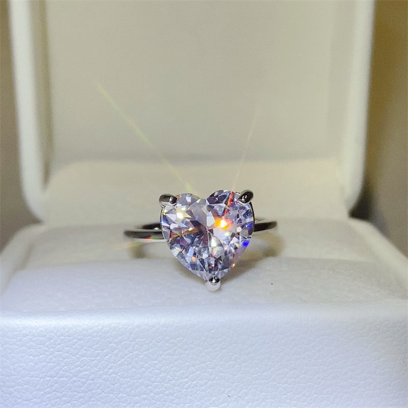 Enchanting Heart 5 Carat Moissanite Silver Ring