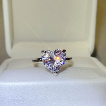 Enchanting Heart 5 Carat Moissanite Silver Ring