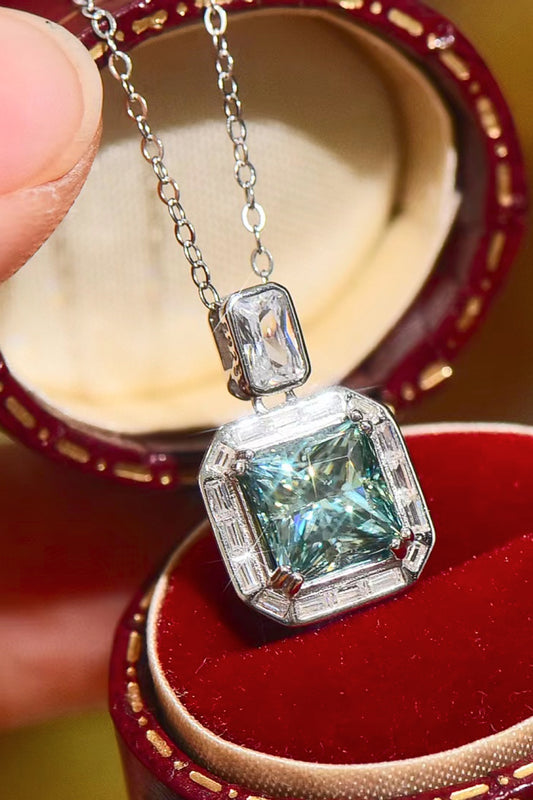 Timeless Brilliance 2 Carat Moissanite Square Pendant Necklace