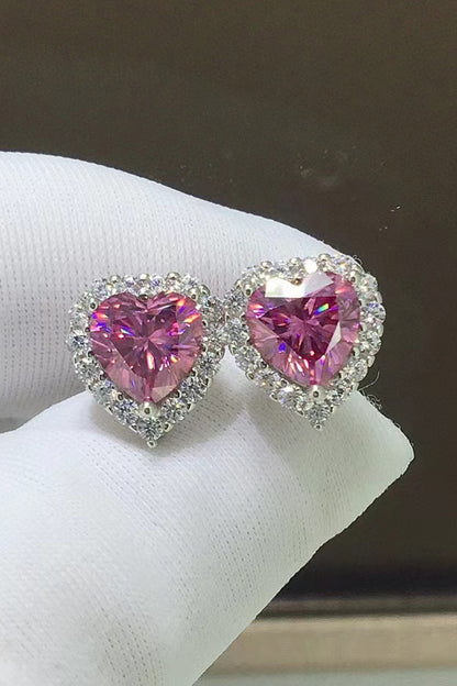 Sweet Spark 2 Carat Moissanite Heart-Shaped Earrings