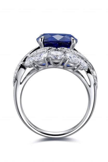 Midnight Radiance 5 Carat Lab-Grown Sapphire Platinum-Plated Ring