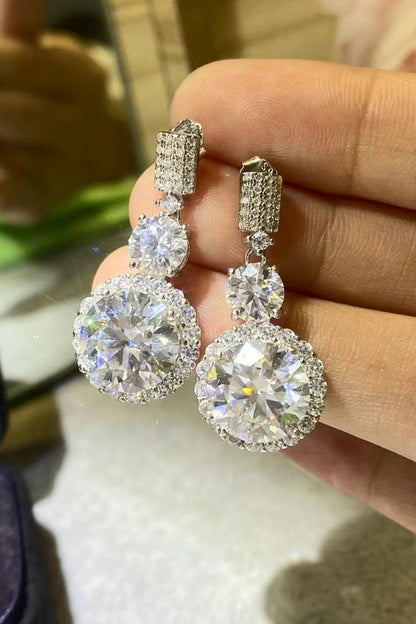 Luminous Drops 12 Carat Moissanite Platinum-Plated Earrings