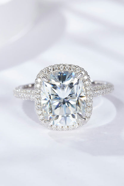 Adored Elegance 6 Carat Moissanite Halo Silver Ring