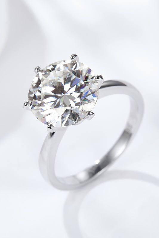 Luxe Gleam Platinum-Plated 5 Carat Moissanite Solitaire Ring