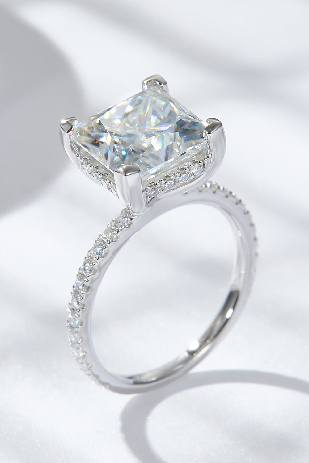 Radiant Side 5.52 Carat Moissanite Silver Ring