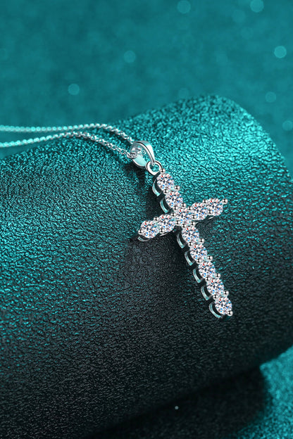 Divine Radiance 3.6 Carat Moissanite Sterling Silver Cross Necklace