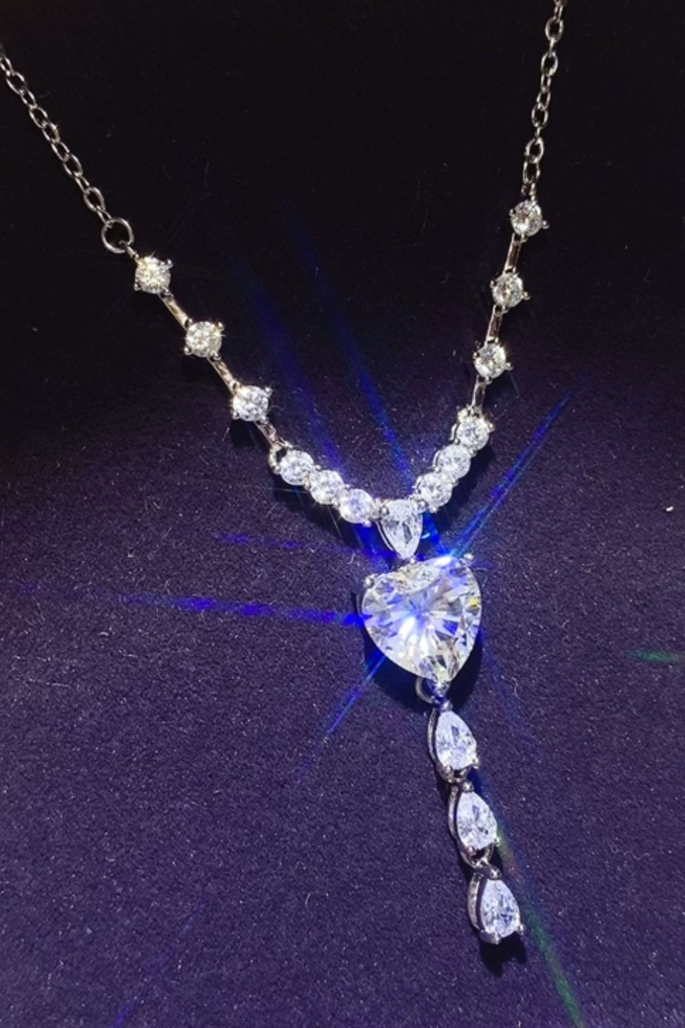 Radiant Elegance 3 Carat Moissanite Sterling Silver Drop Necklace