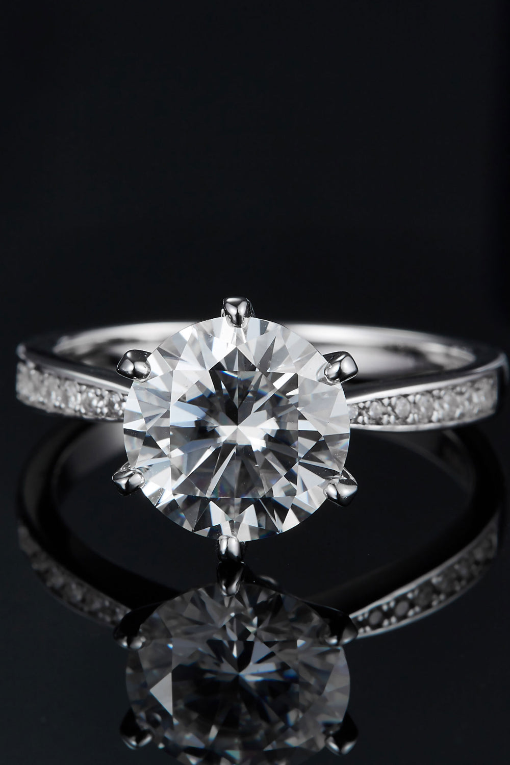 Brilliant Side 3 Carat Moissanite Side Stone Ring