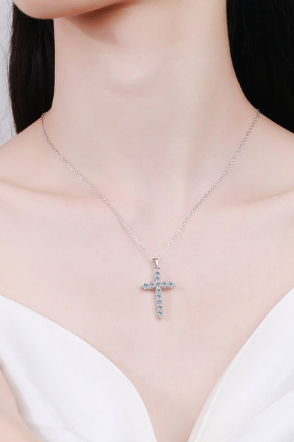 Divine Radiance 3.6 Carat Moissanite Sterling Silver Cross Necklace