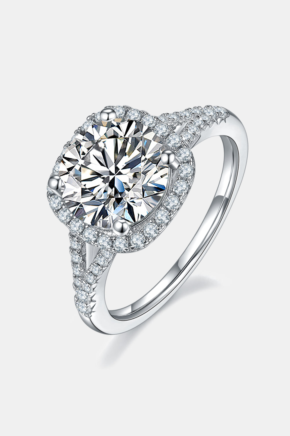 Halo Glow 3 Carat Moissanite Platinum-Plated Ring