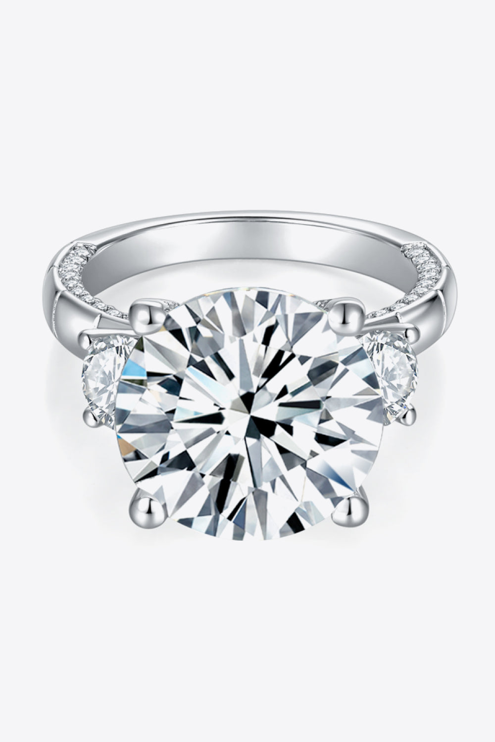 Luminous Charm 8.6 Carat Moissanite Platinum-Plated Ring