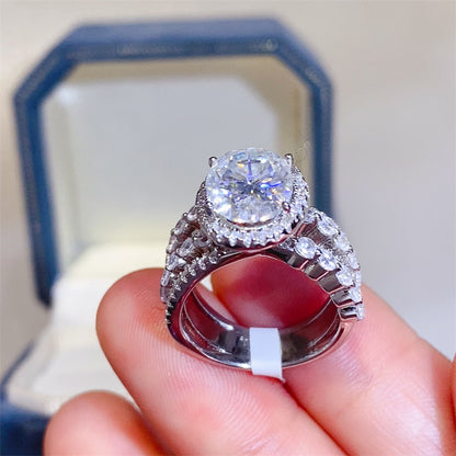 Dazzling Layers 3 Carat Moissanite Silver Ring