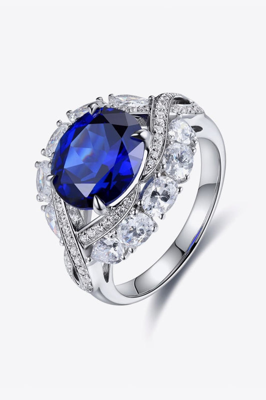 Midnight Radiance 5 Carat Lab-Grown Sapphire Platinum-Plated Ring