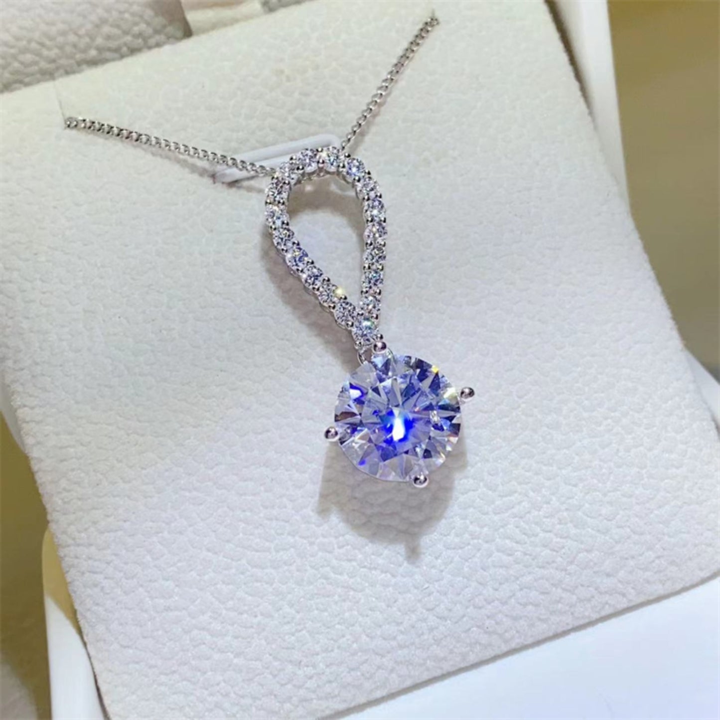 Eternal Drop 5 Carat Moissanite Sterling Silver Teardrop Necklace