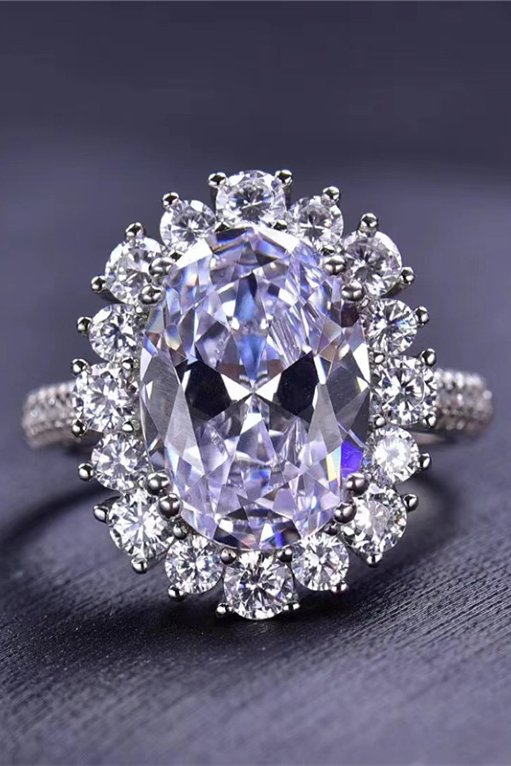 Radiant Glow 8 Carat Oval Moissanite Platinum-Plated Ring