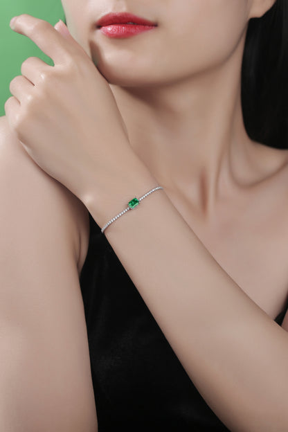 Adored 1 Carat Lab-Grown Emerald Sterling Silver Bracelet