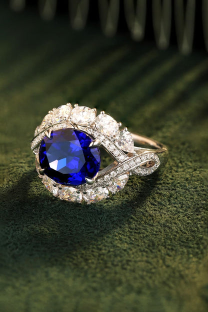 Midnight Radiance 5 Carat Lab-Grown Sapphire Platinum-Plated Ring