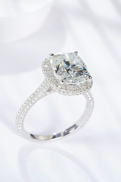 Adored Elegance 6 Carat Moissanite Halo Silver Ring